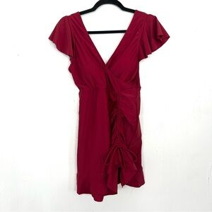 NWT Blooming Jelly One Piece Swim Dress Swimsuit Ruched Red Medium ly